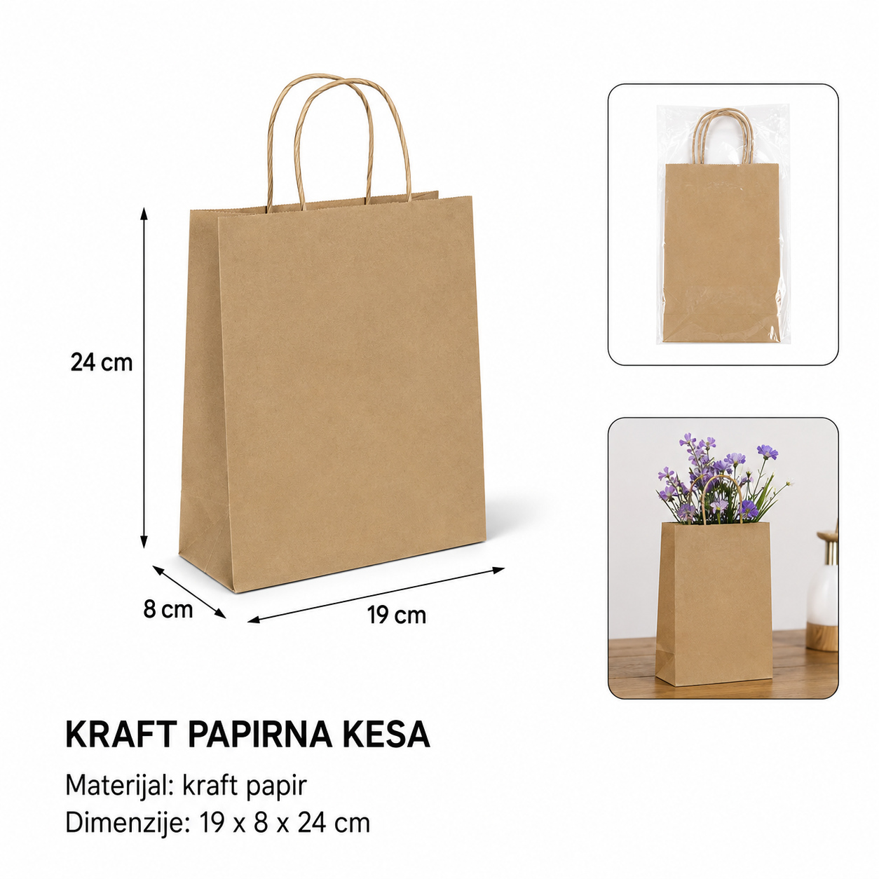 KMT kraft papir (prirodna boja) 24*19*8CM 293526