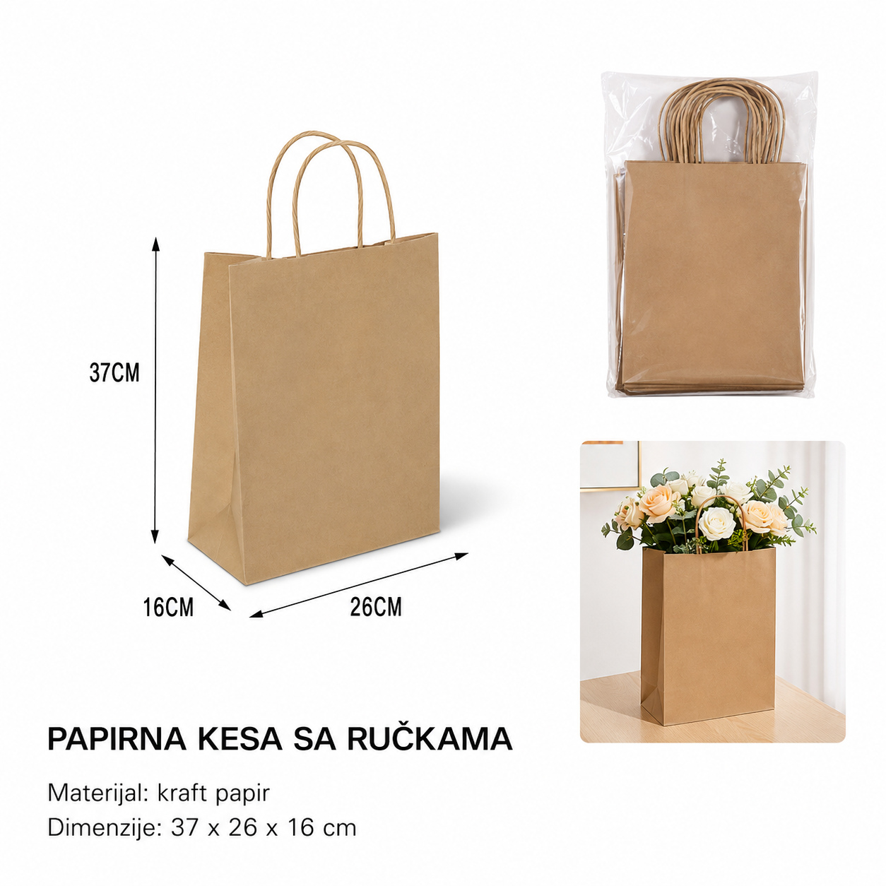KMT kraft papir (prirodna boja) 37*28*10CM 293527
