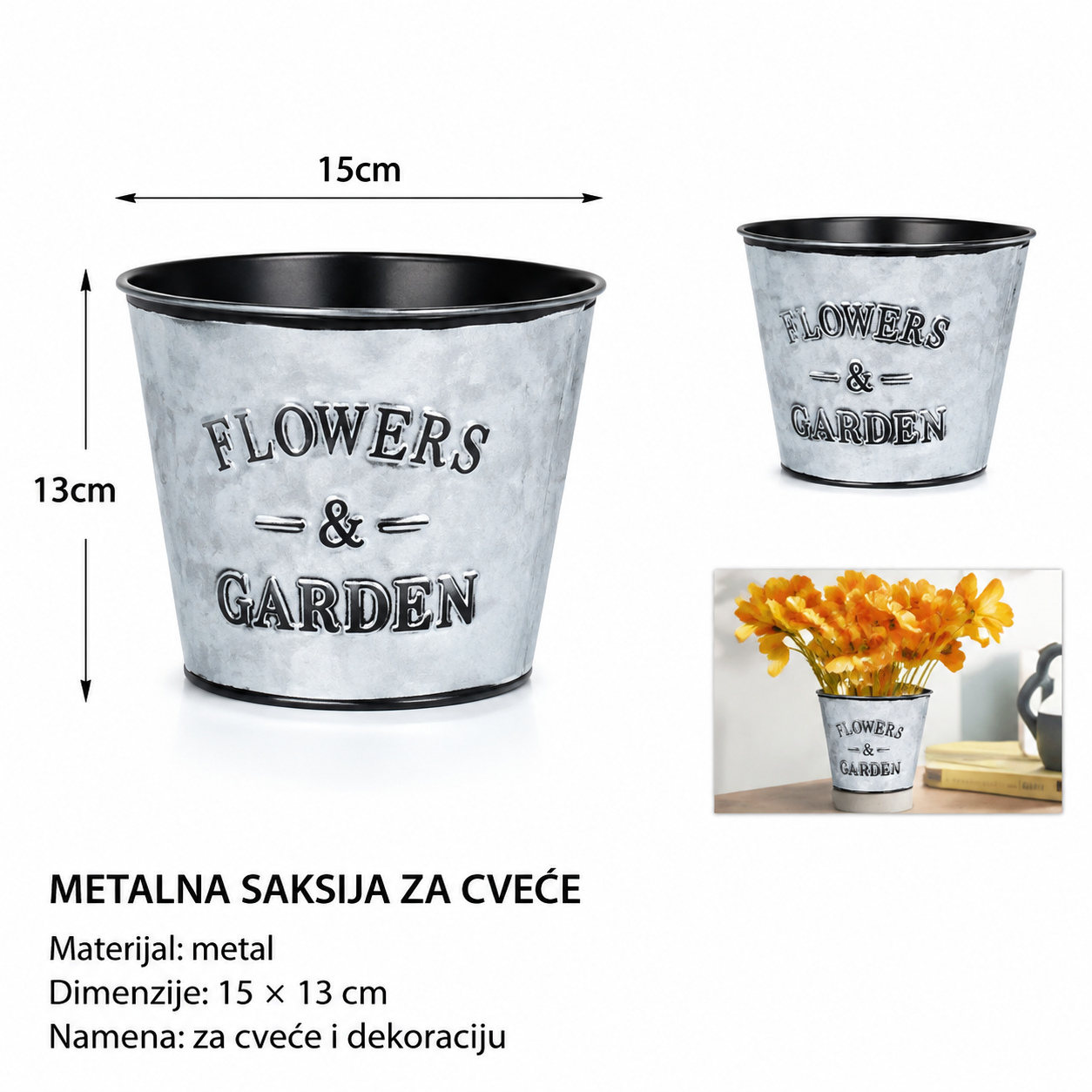 KMT Plastična saksija imitacija kovanog gvožđa, velika 15*13CM 295839