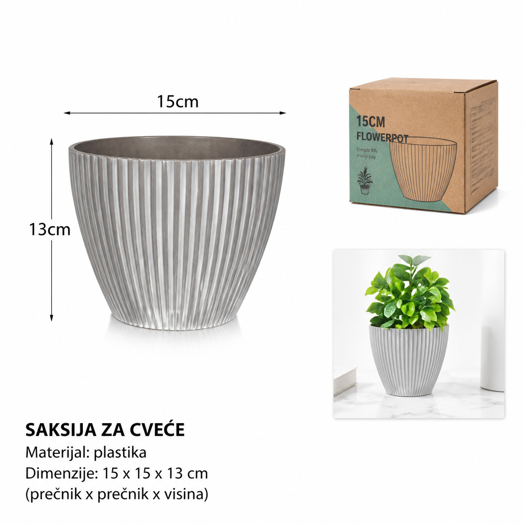 KMT Vertikalna srednja melaminska saksija 15*13CM 295855