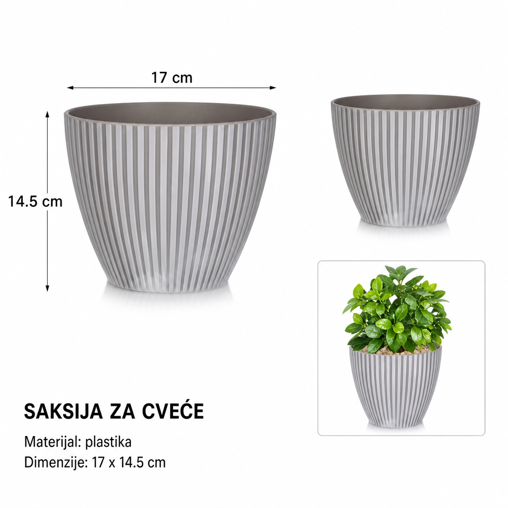 KMT Vertikalna velika melaminska saksija 17*14.5CM 295856