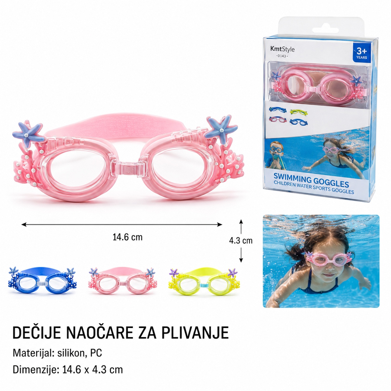 KMT Dečija maska za plivanje životinjskog motiva 296499