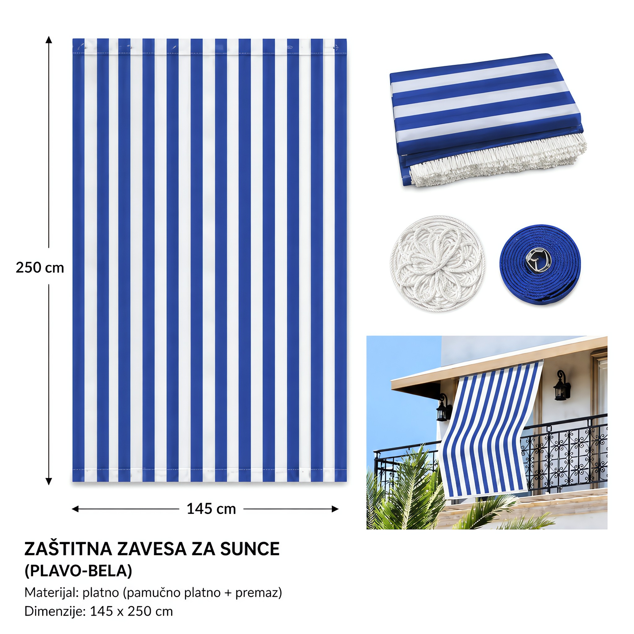KMT Rolo zavesa plavo-bela 296788