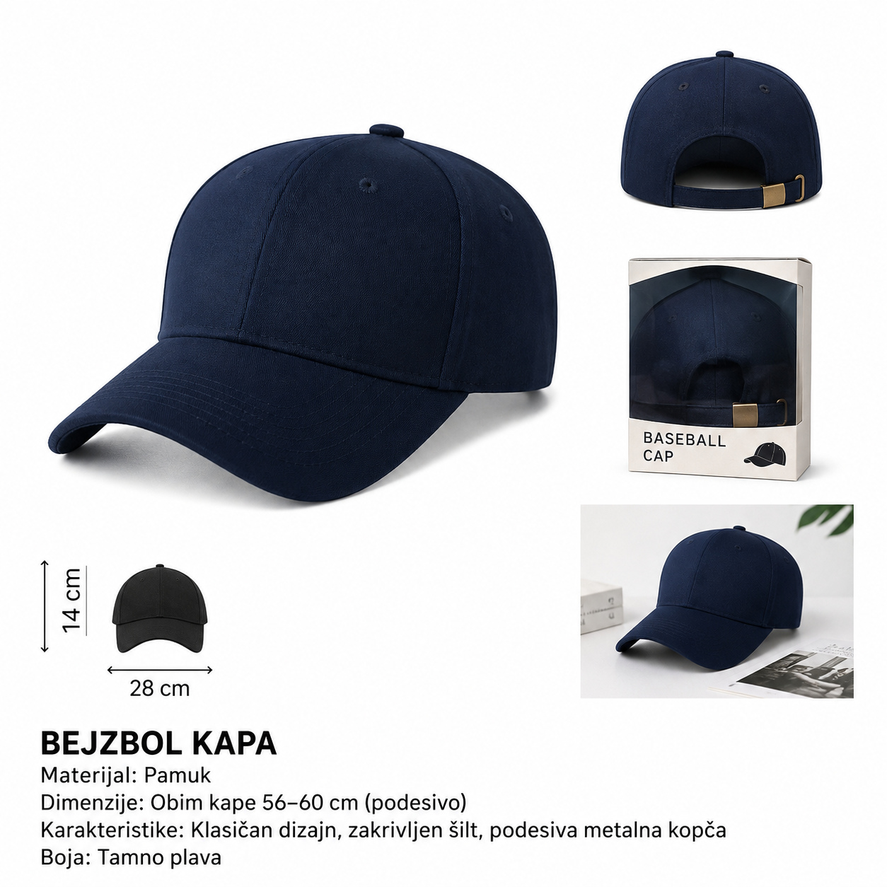 KMT pamučni goli bejzbol kačket – teget 296915