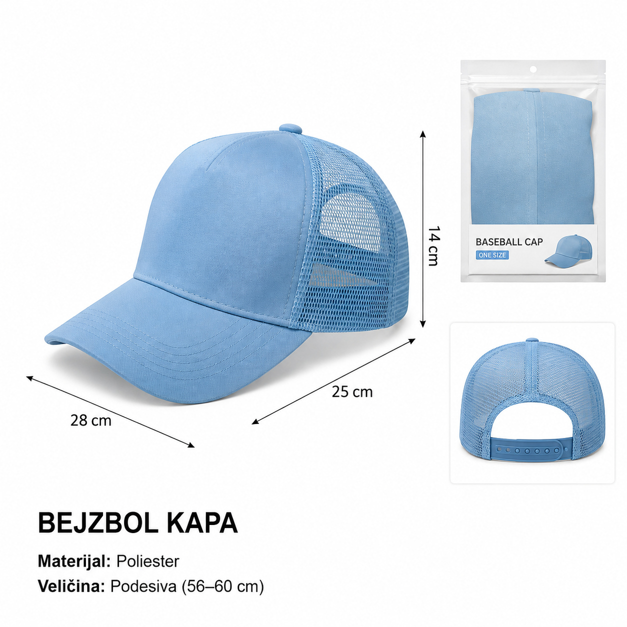 KMT gol pamučni mrežasti kačket – svetloplavi 296920