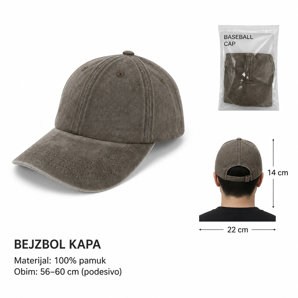 KMT retro isprani goli bejzbol kačket – braon 296936