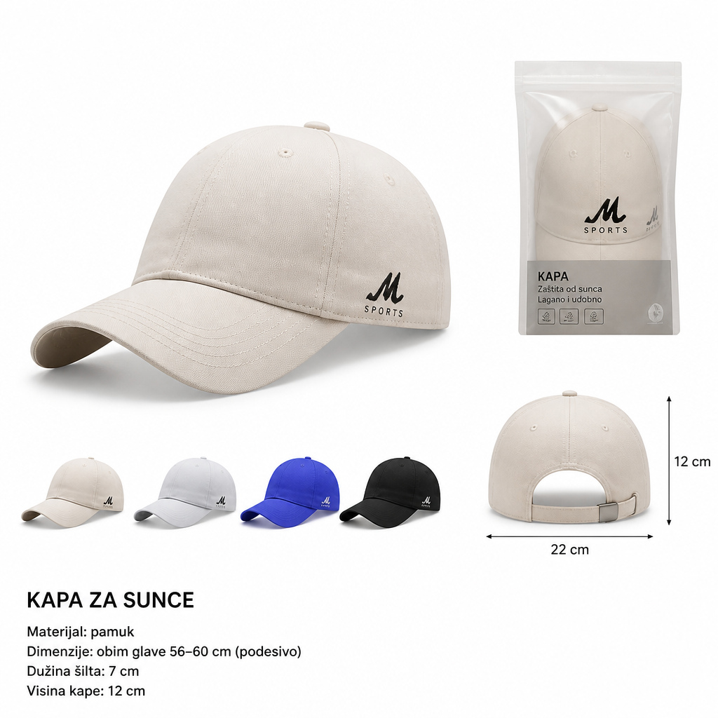 KMT pamučna bejzbol kapa sa slovom M 296946