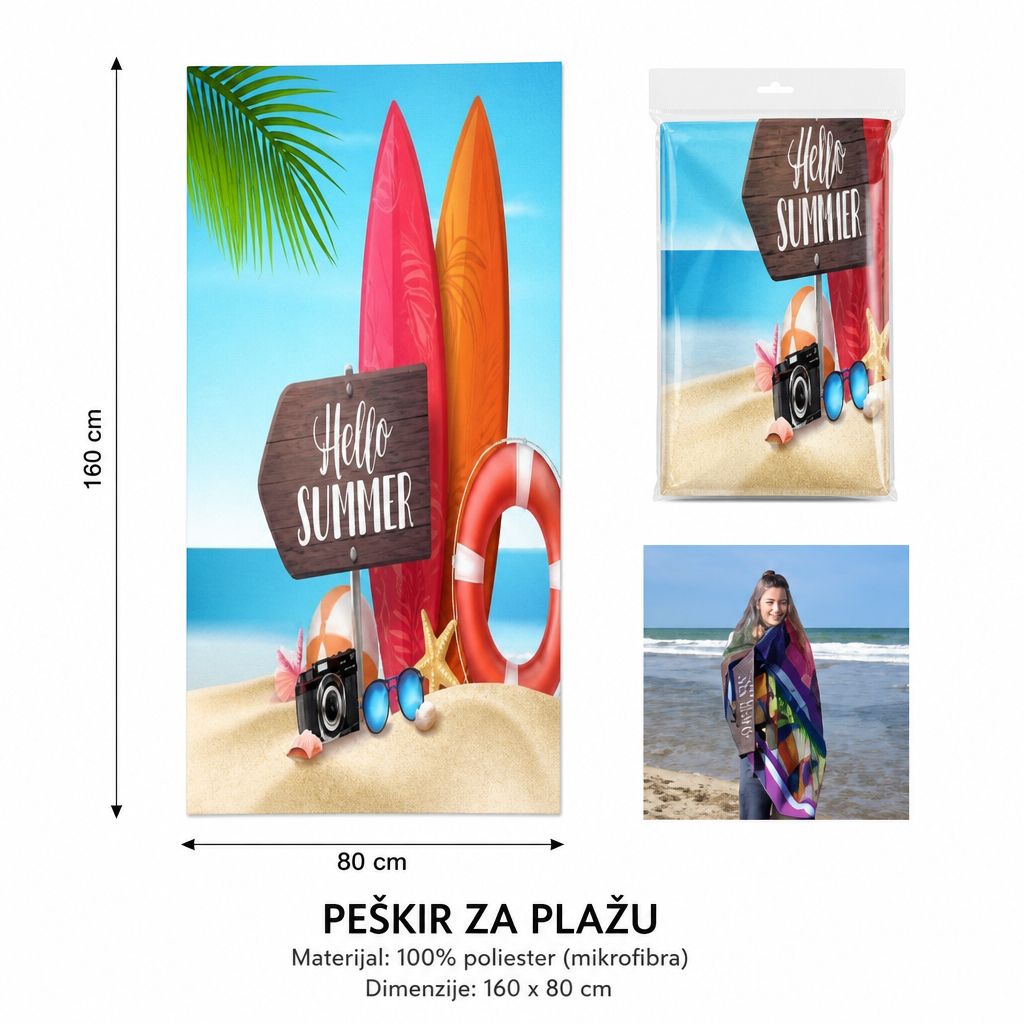 KMT Peškir za plažu sa printom surf daske 297115