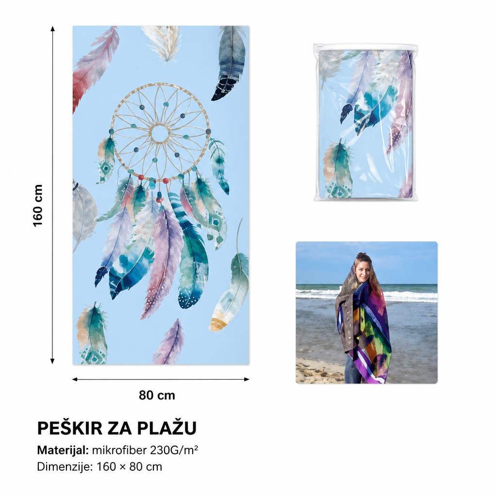 KMT Peškir za plažu sa printom pera 297116