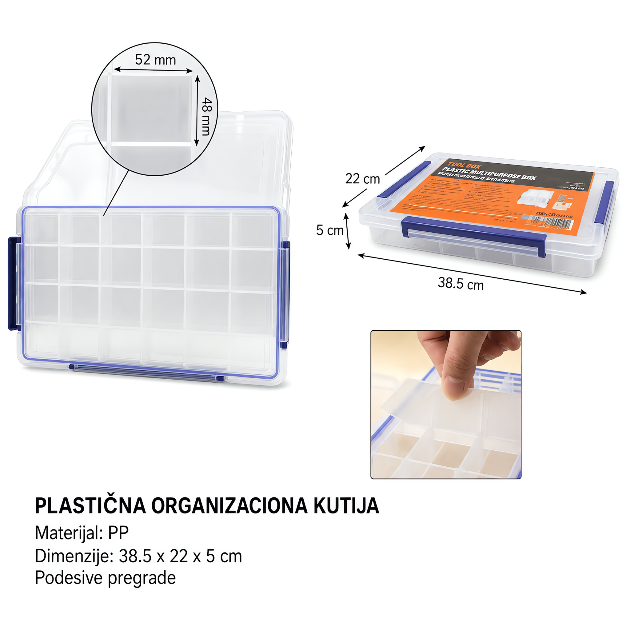KMT Kutija za odlaganje sa kopčama na tri strane 3200010-A