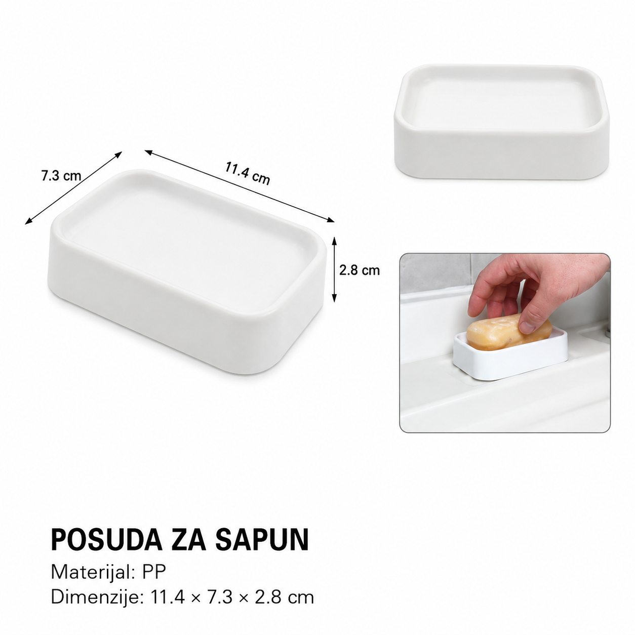 KMT Kvadratna posuda za sapun sa talasastim dezenom, bela 3213131