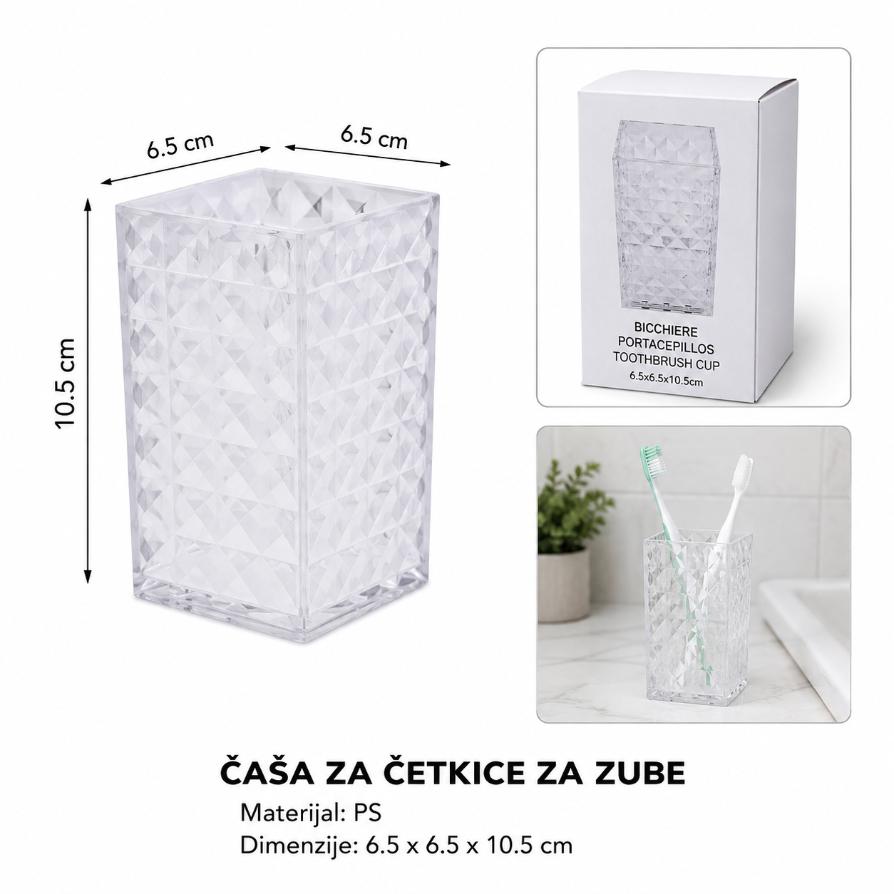 KMT Čaša za ispiranje usta sa romboidnim dezenom, bela 3213166