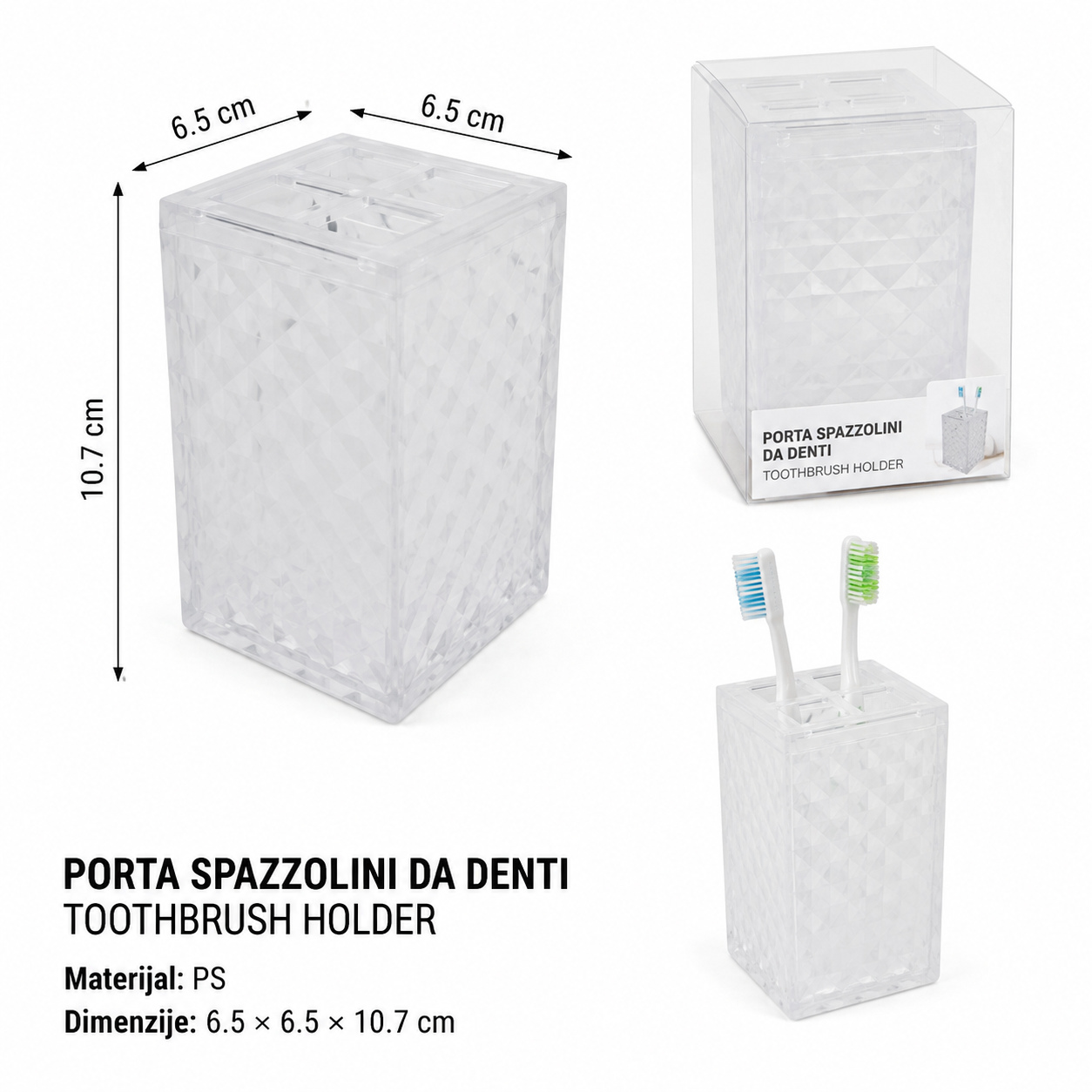 KMT Držač za četkice sa romboidnim dezenom, beli 3213167