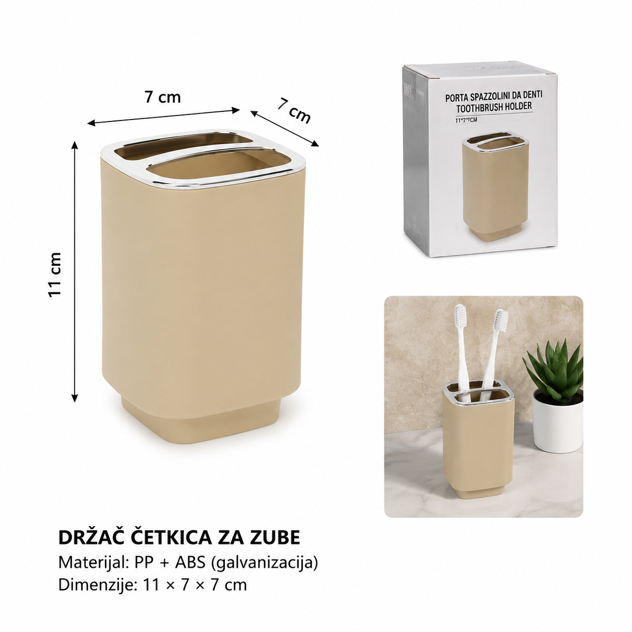 KMT Kvadratni držač za četkice, bež 3213189