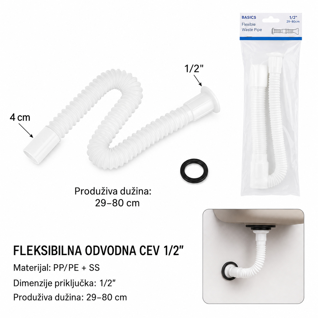 KMT bela luksuzna odvodna cev 1/2 3213223