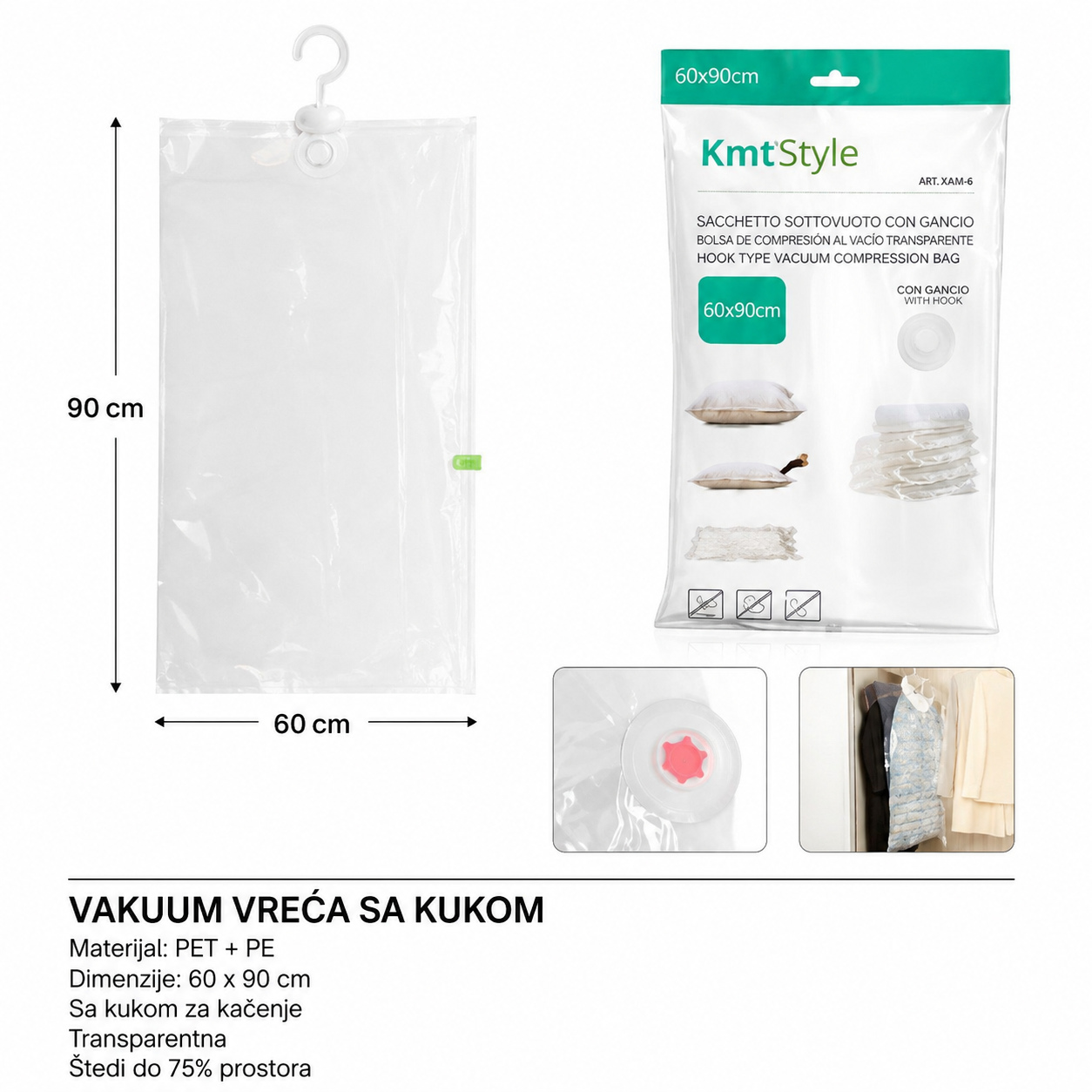 KMT Prozirna vakuum vreća sa kukom 3213516
