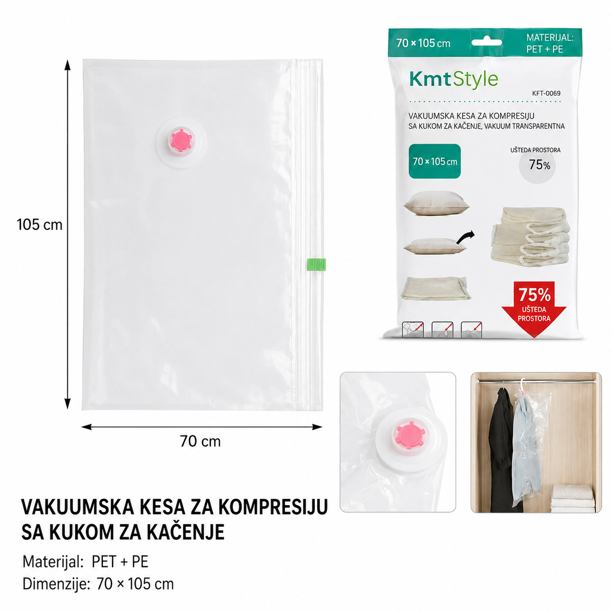 KMT Prozirna vakuum vreća sa kukom 3213518