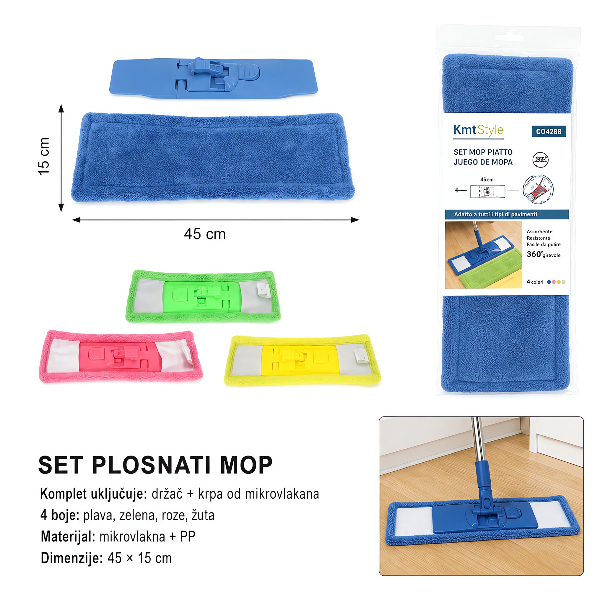 KMT Komplet glava mopa od koralnog flisa 3213697