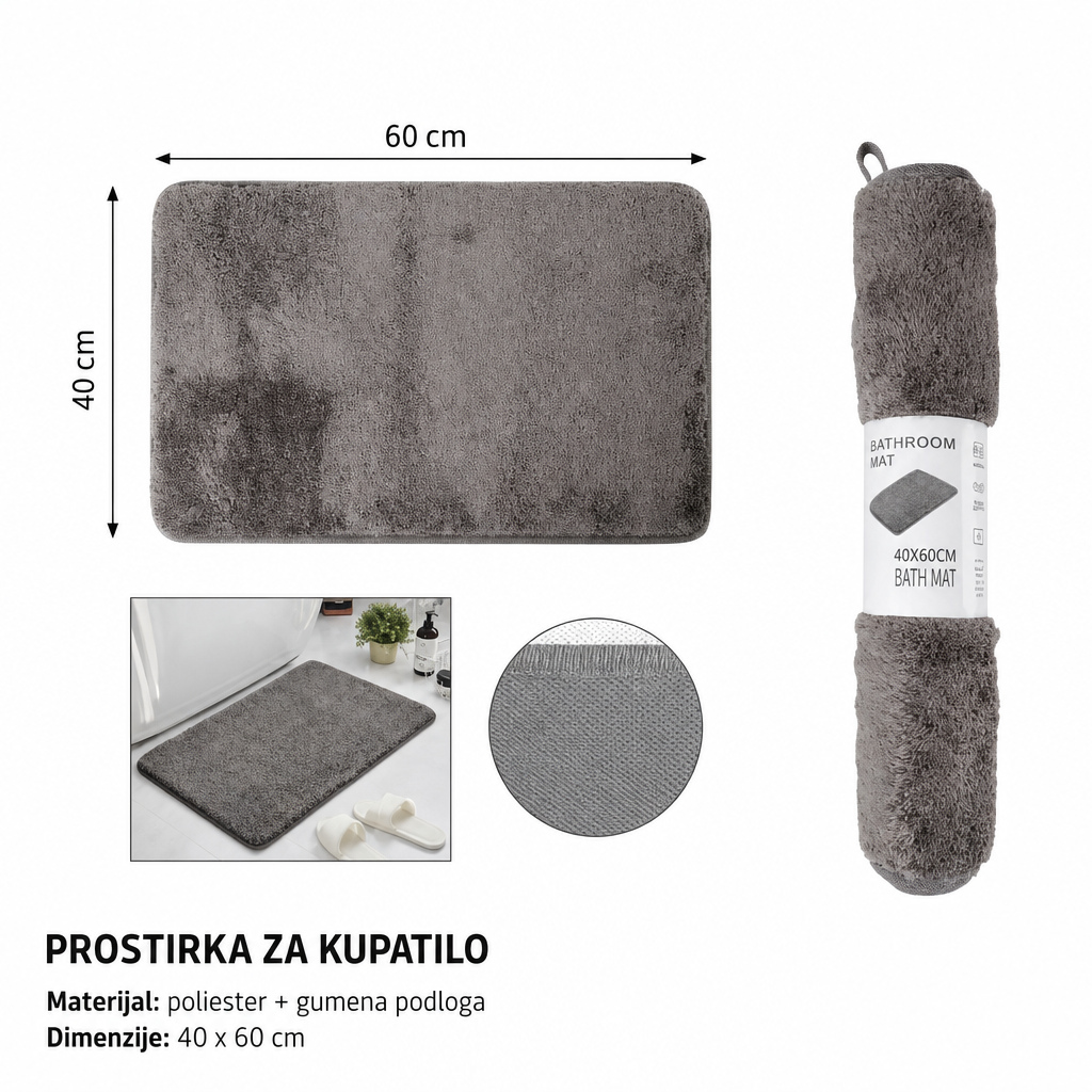 KMT Prostirka od finog pamučnog flisa, siva 3213763