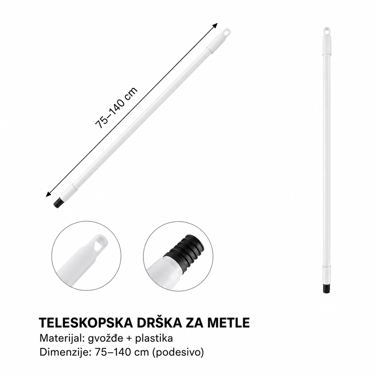 KMT bela teleskopska drška za metlu 3213942