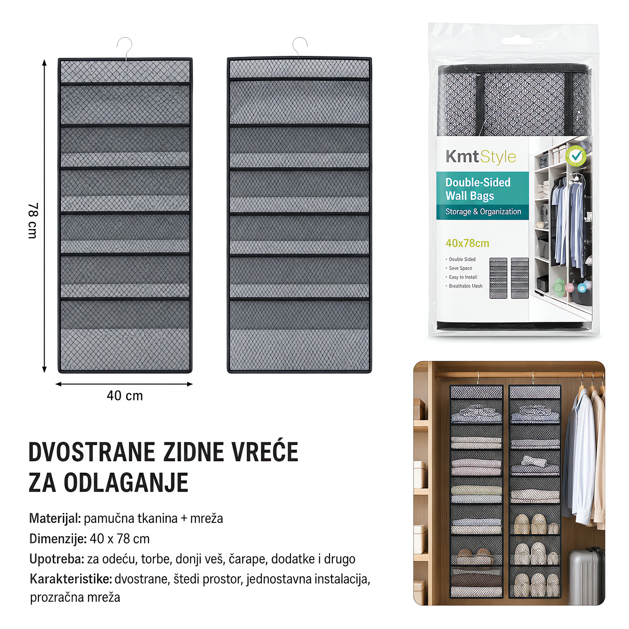KMT Dvostrana torba za vešanje 12+18 džepova 3280003