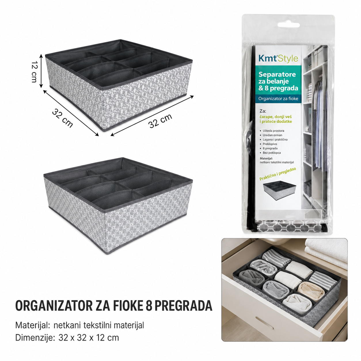 KMT Pregrada sa 8 pregrada bez poklopca 3280017