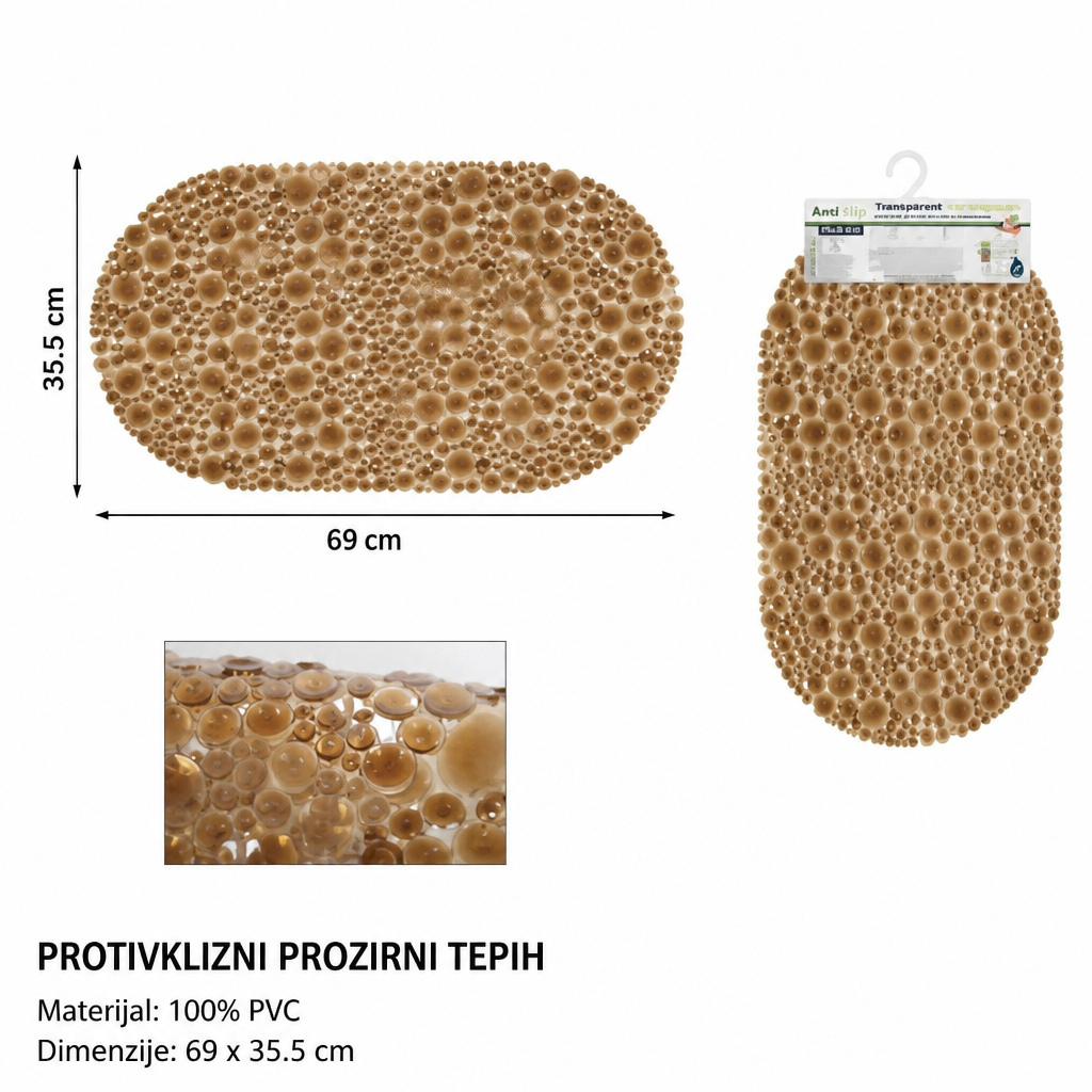 KMT Prozirna smeđa prostirka za kupanje na točkice 3280068