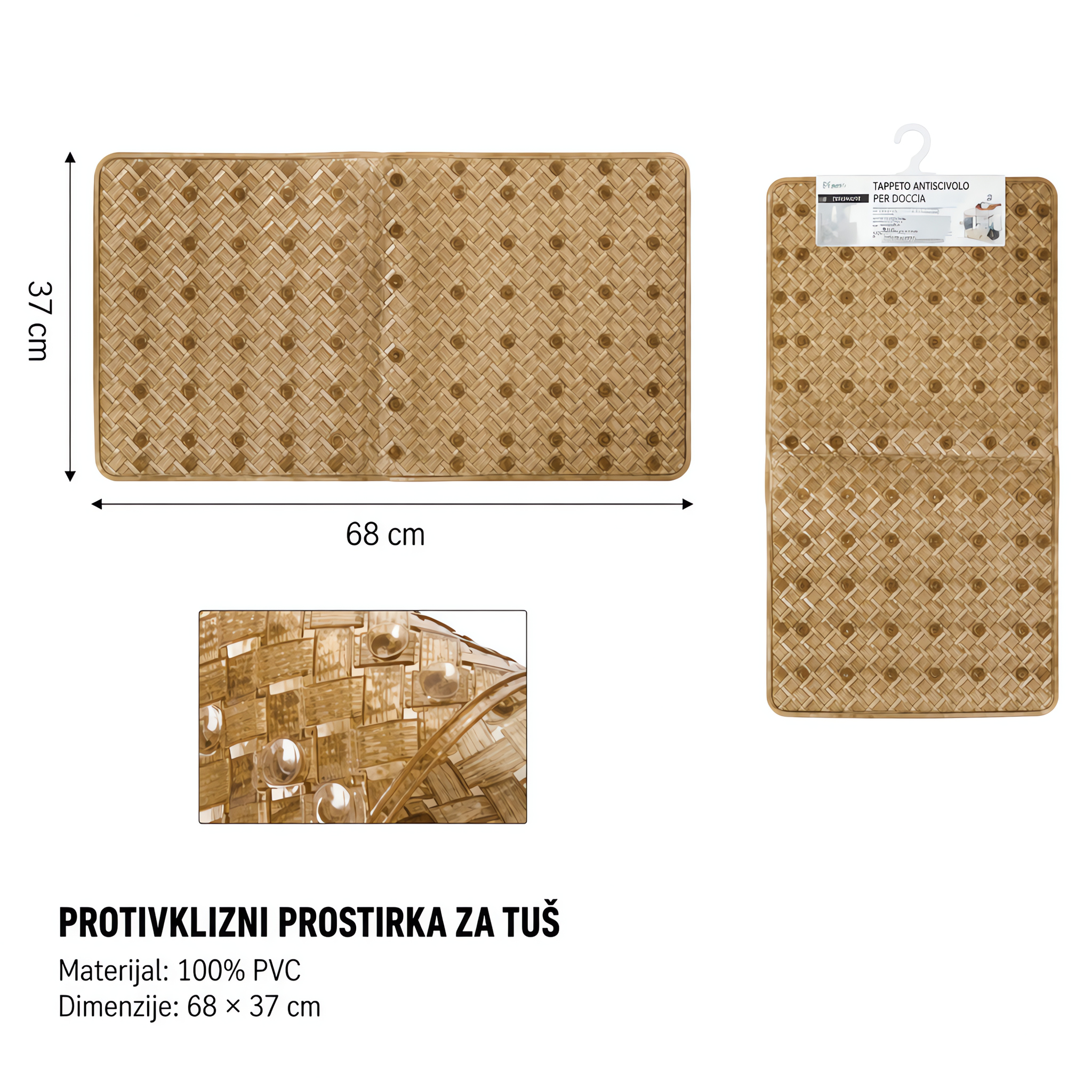 KMT Prozirna braon tkana prostirka za kupanje 3280074