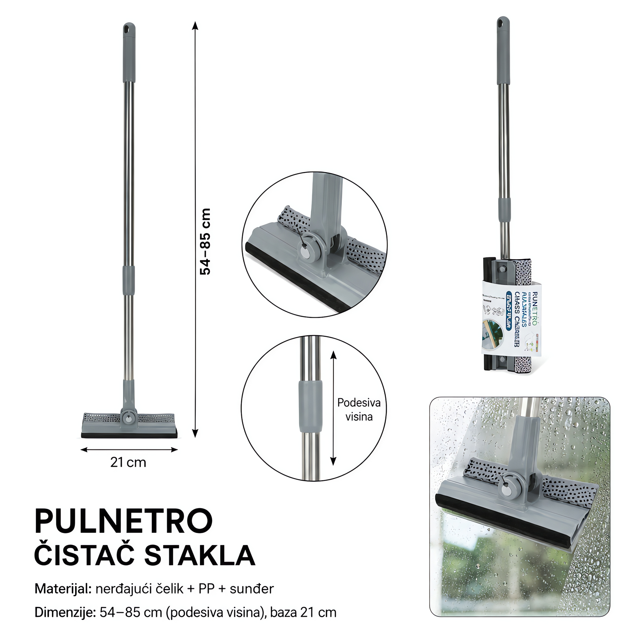 KMT Rotirajući prozor od aluminijumske šipke, sive boje 3280244