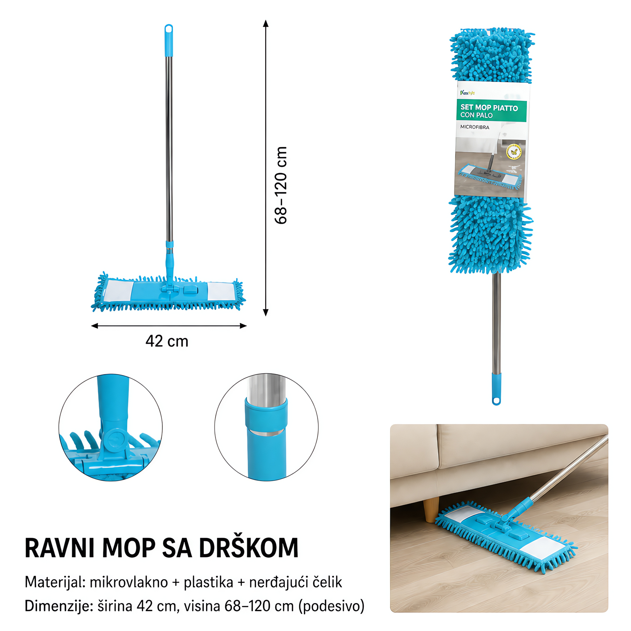 KMT Chenille Mop od nerđajućeg čelika plava 3280260