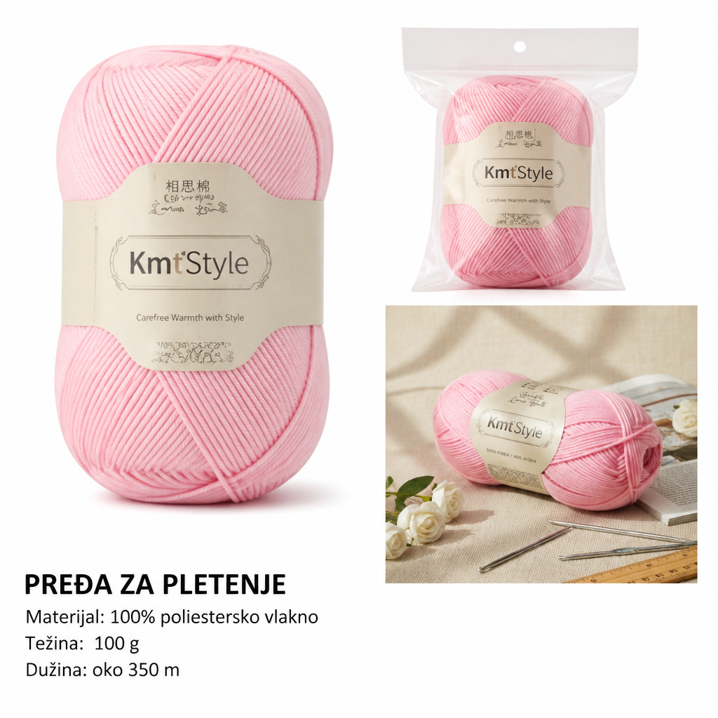 KMT Standardno tanko predivo, roze 3280534