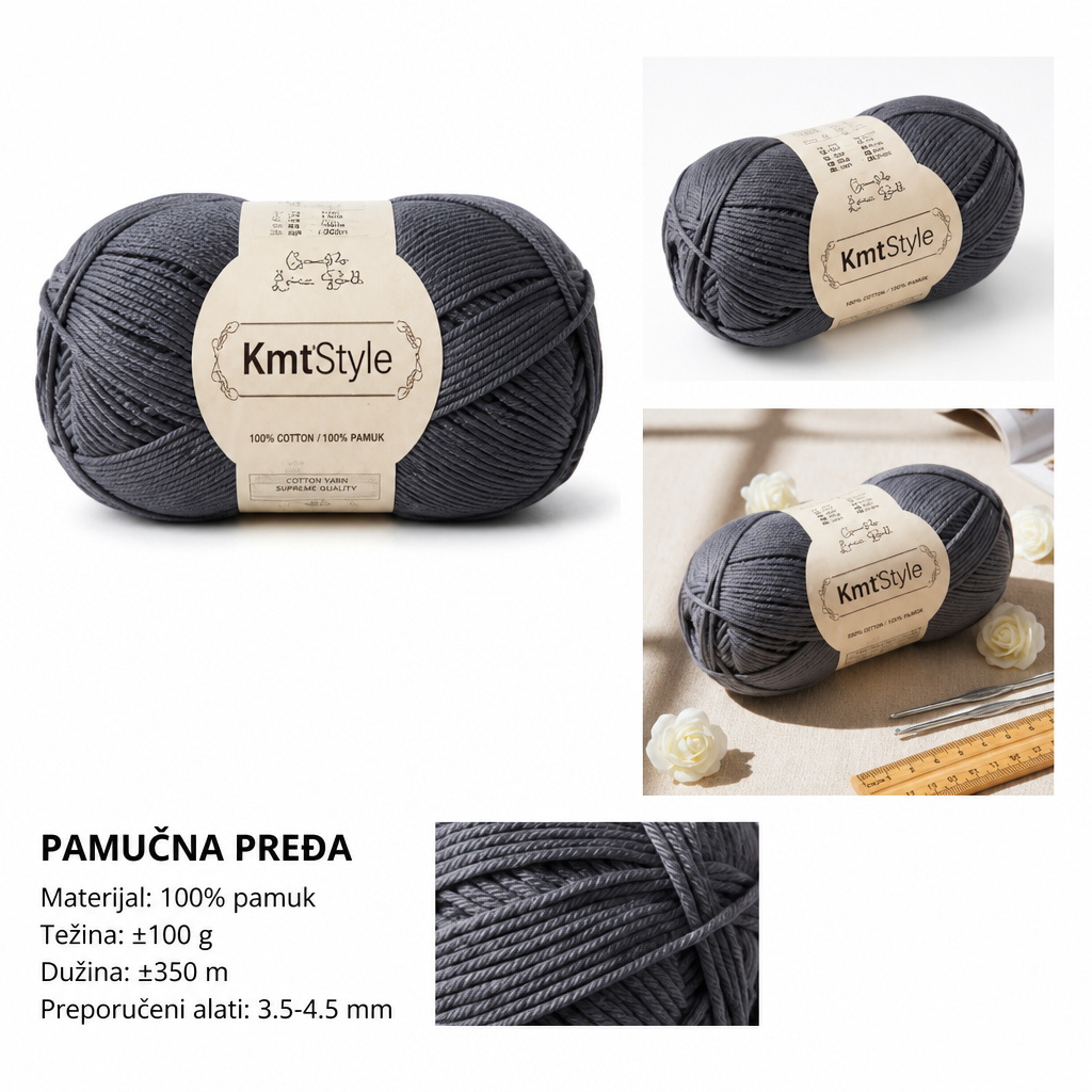 KMT Standardno tanko predivo, tamnosivo 3280544