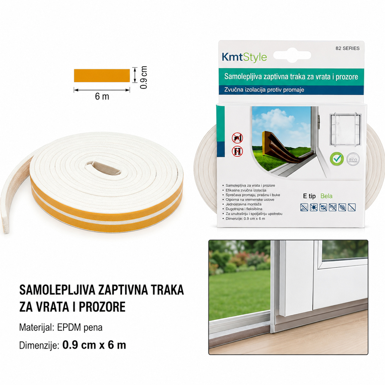 KMT Lampa za šavove vrata E tip bela 3280615
