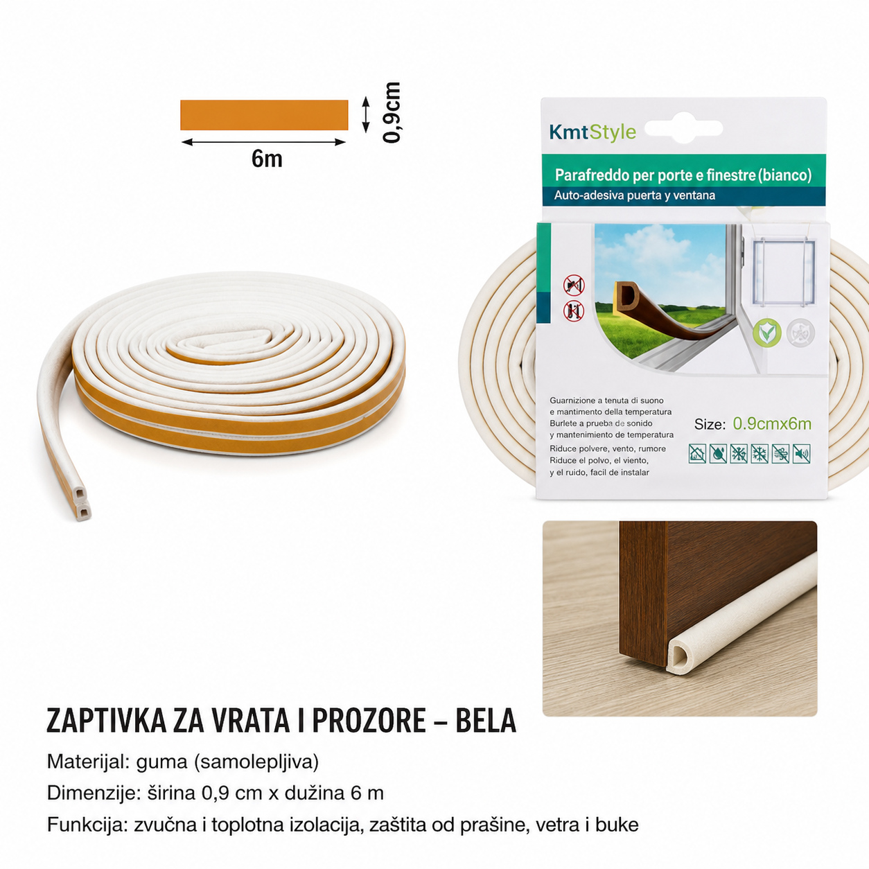 KMT Traka za šavove vrata D tip bela 3280617