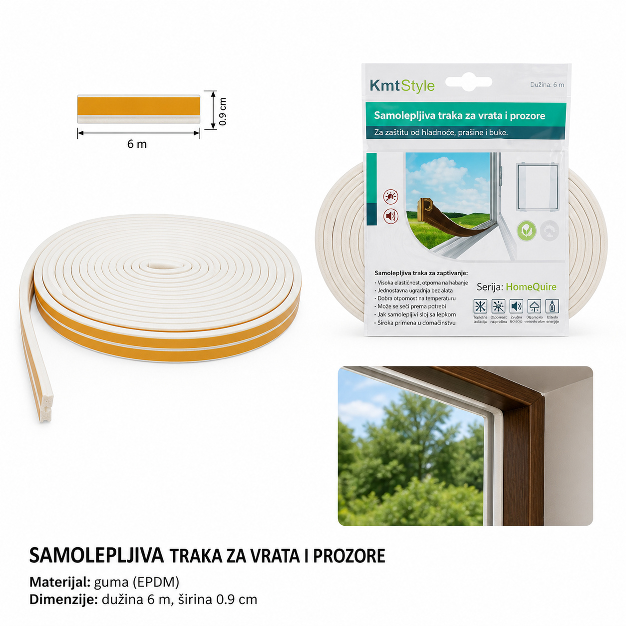 KMT Traka za šavove vrata P tip bela 3280619