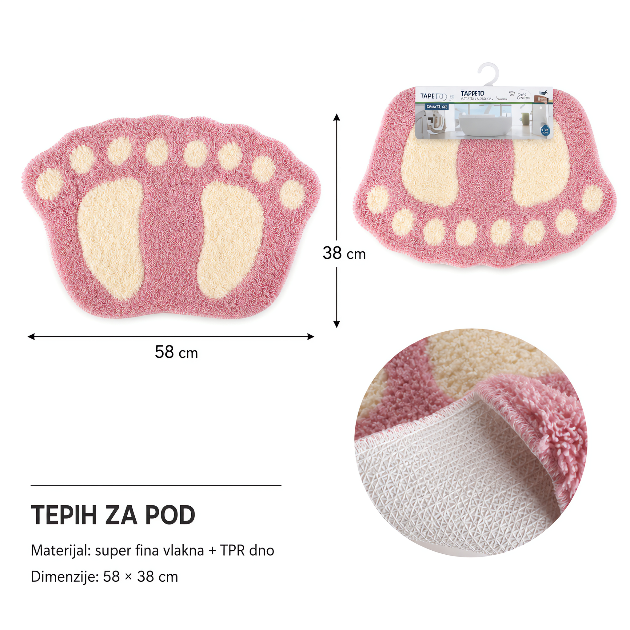 KMT Otirači za stopala roze 3280969