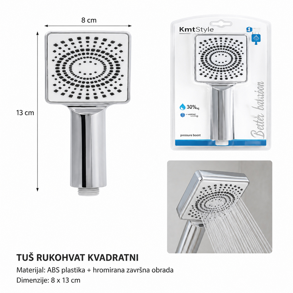 KMT Bela četvrtasta glava tuša sa jednom funkcijom 3280980