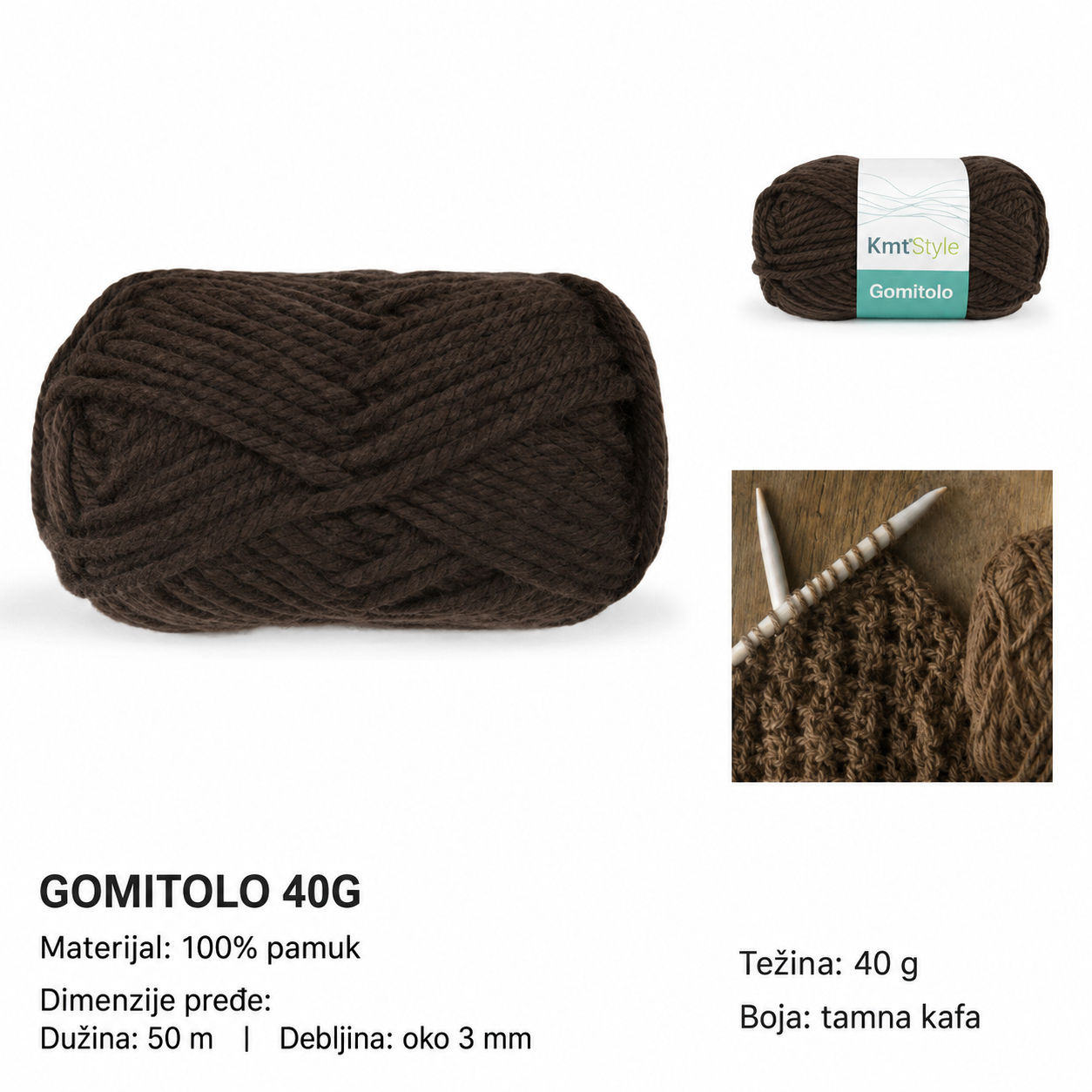 KMT Trostruka vunica tamno kafa 3283081