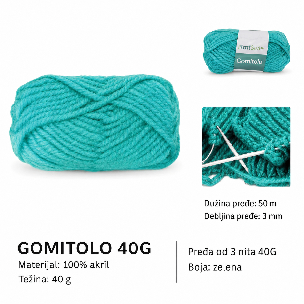 KMT Trostruko predivo, zeleno 3283087