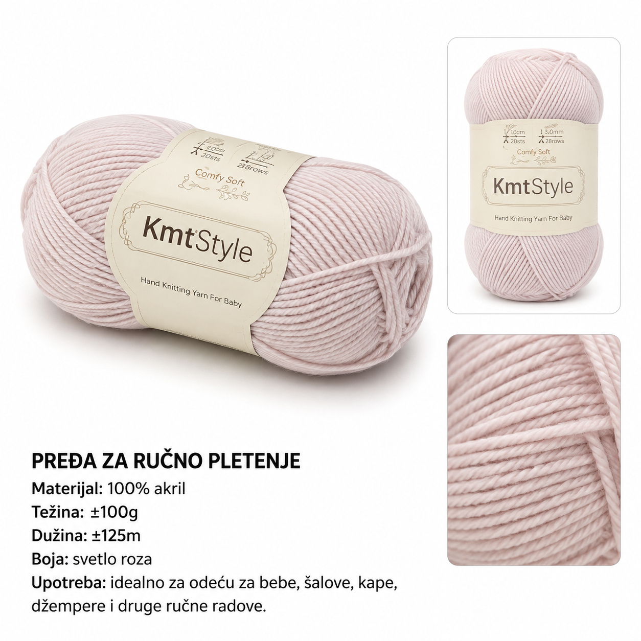 KMT Trostruko debelo predivo, bež-kamel 3283104