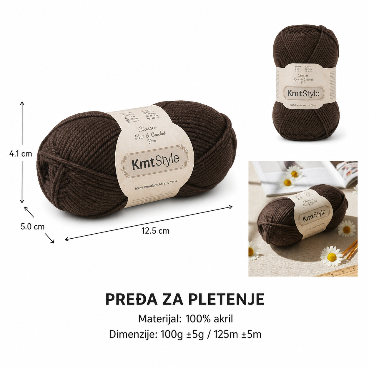 KMT Mrežasta vlakna trostruko upleteno tamni braon 3283106