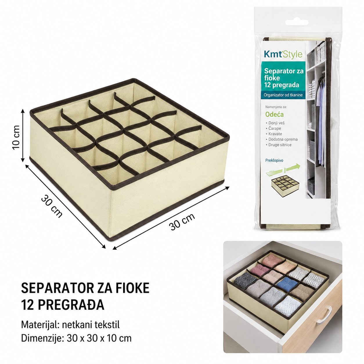 KMT Bež kutija za odlaganje sa 12 pregrada 3283144