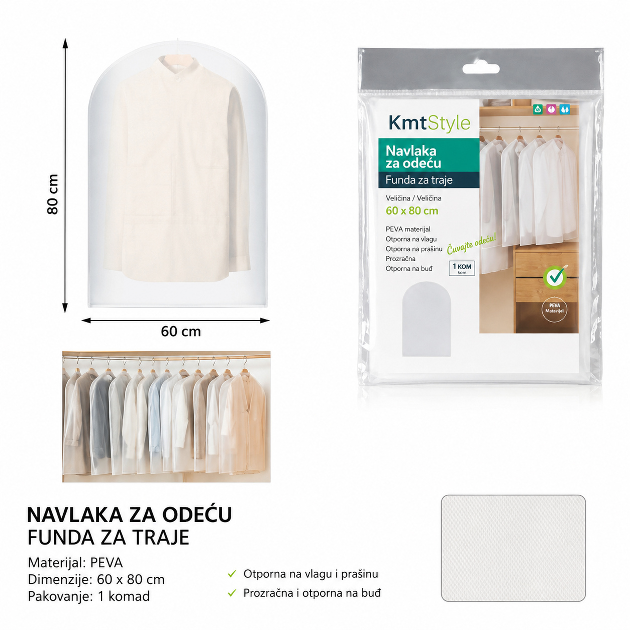 KMT PEVA navlaka za odelo sve u jednom 3283206