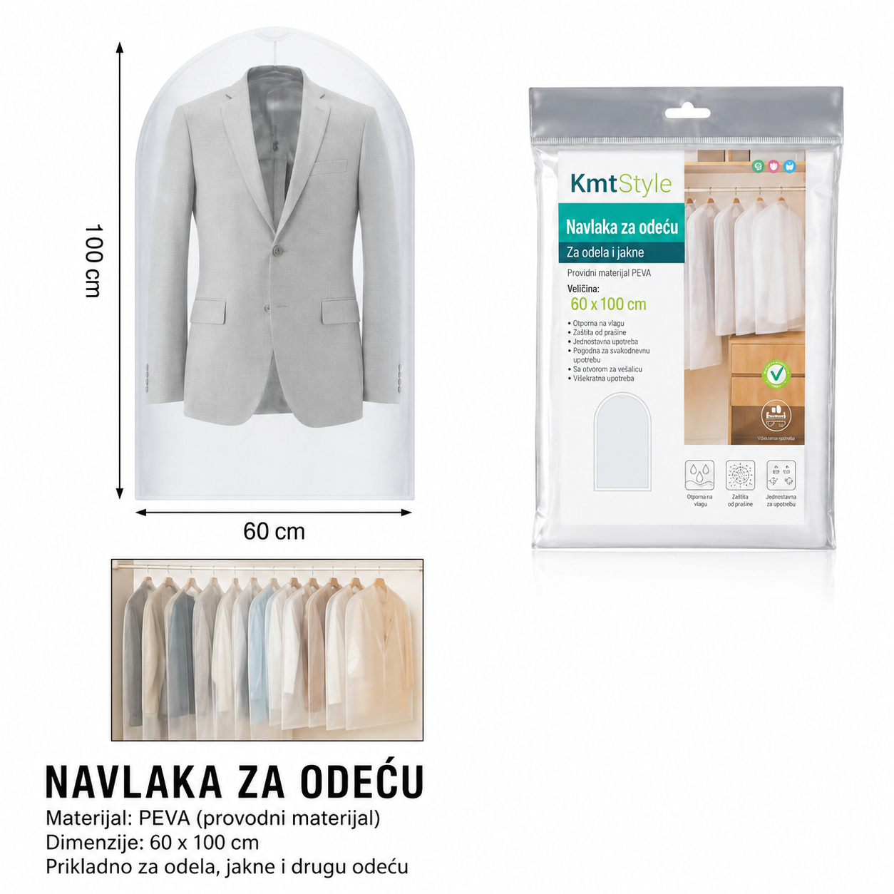 KMT PEVA navlaka za odelo sve u jednom 3283207