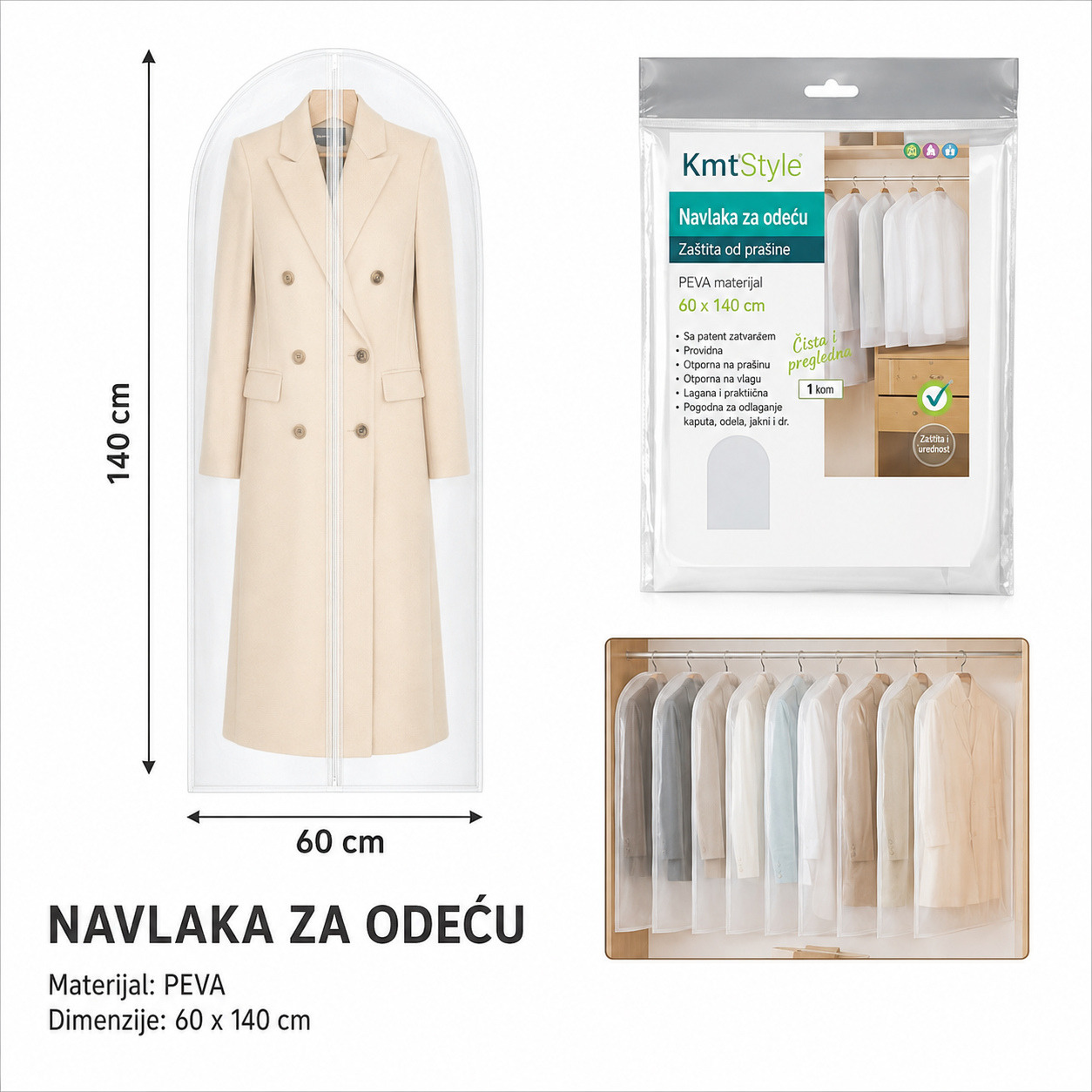 KMT PEVA navlaka za odelo sve u jednom 3283209