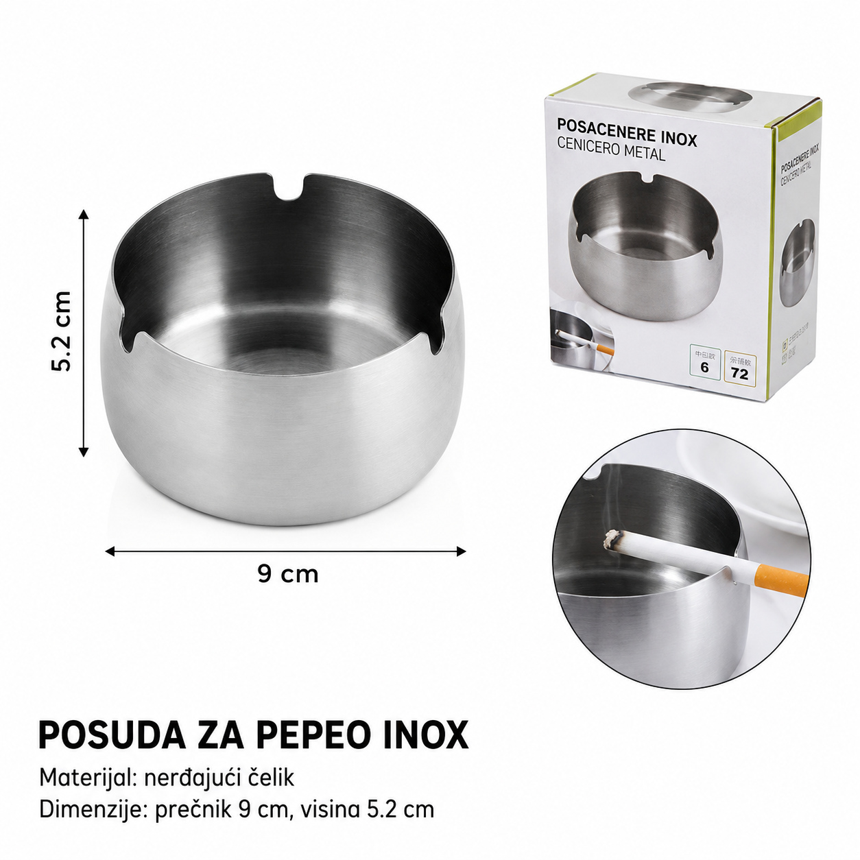 KMT Nerđajući čelični pepeljara 3283216