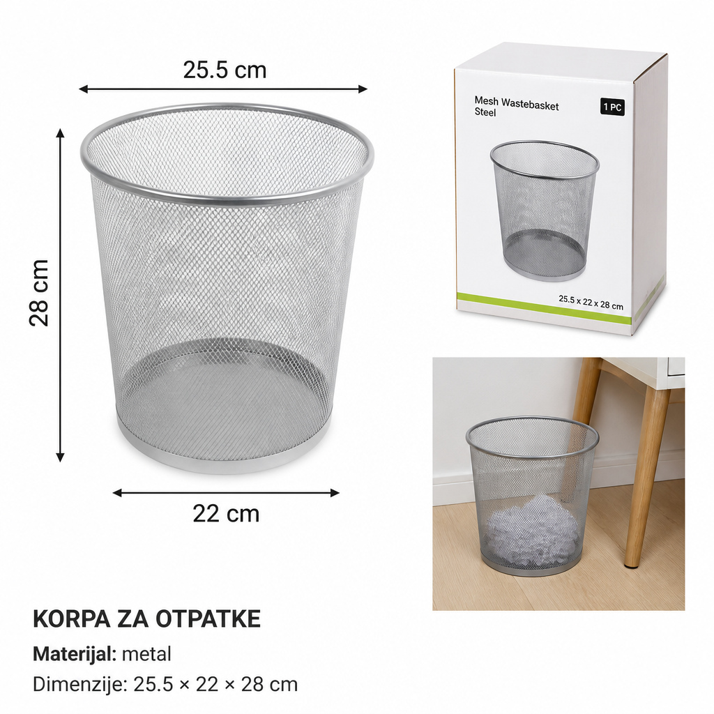 KMT Srebrna srednja korpa za otpatke 3283293