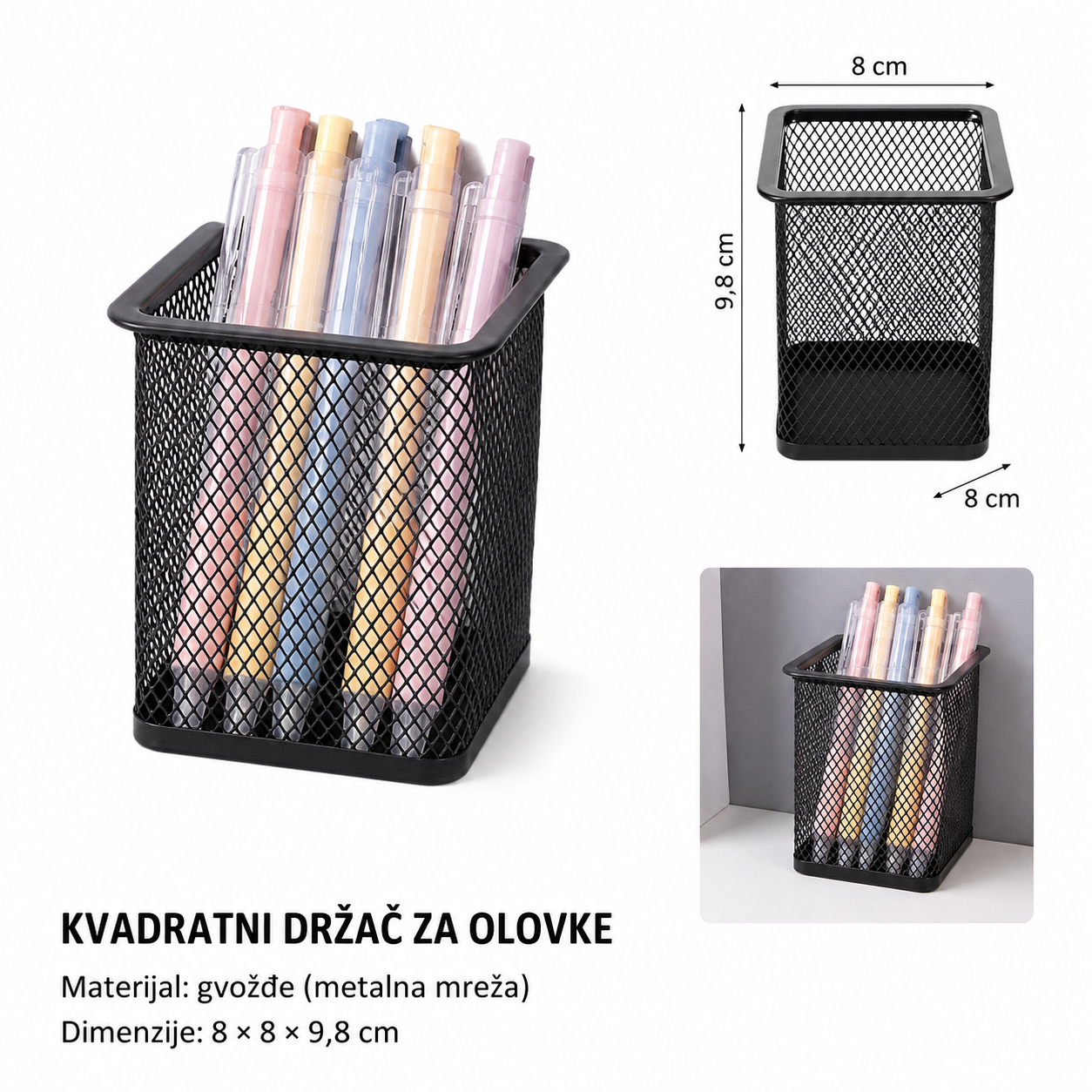 KMT Crni kvadratni držač za olovke 3283312