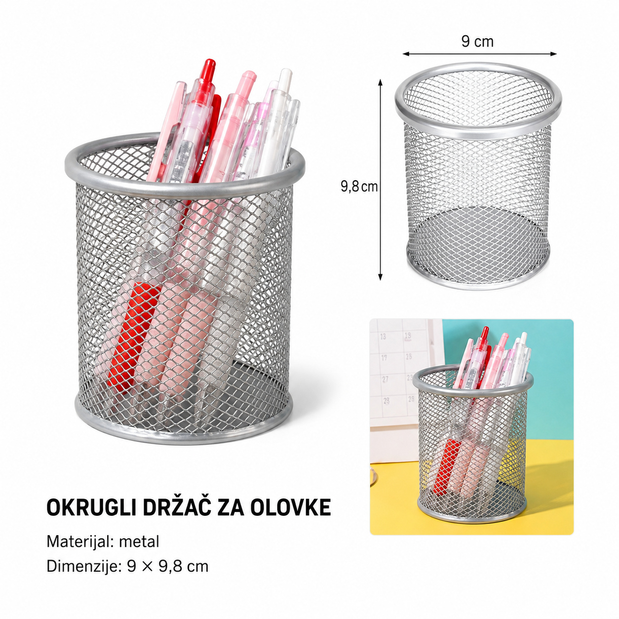 KMT Srebrni okrugli držač olovke 3283313