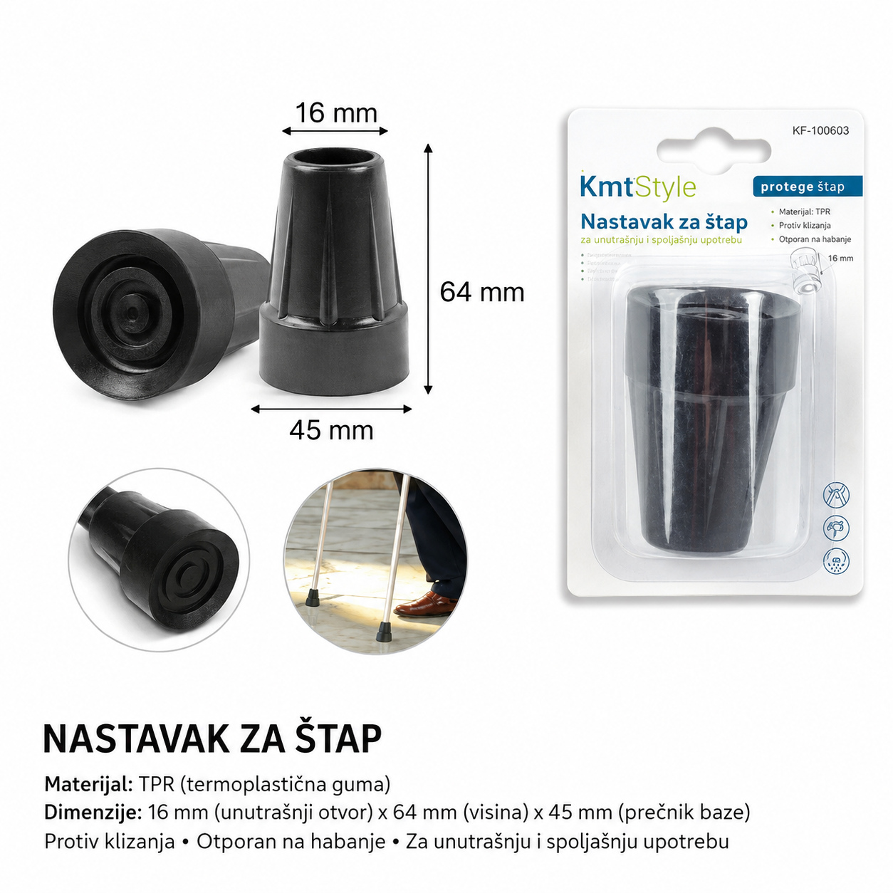 KMT Nogica za štake, crna 3283553